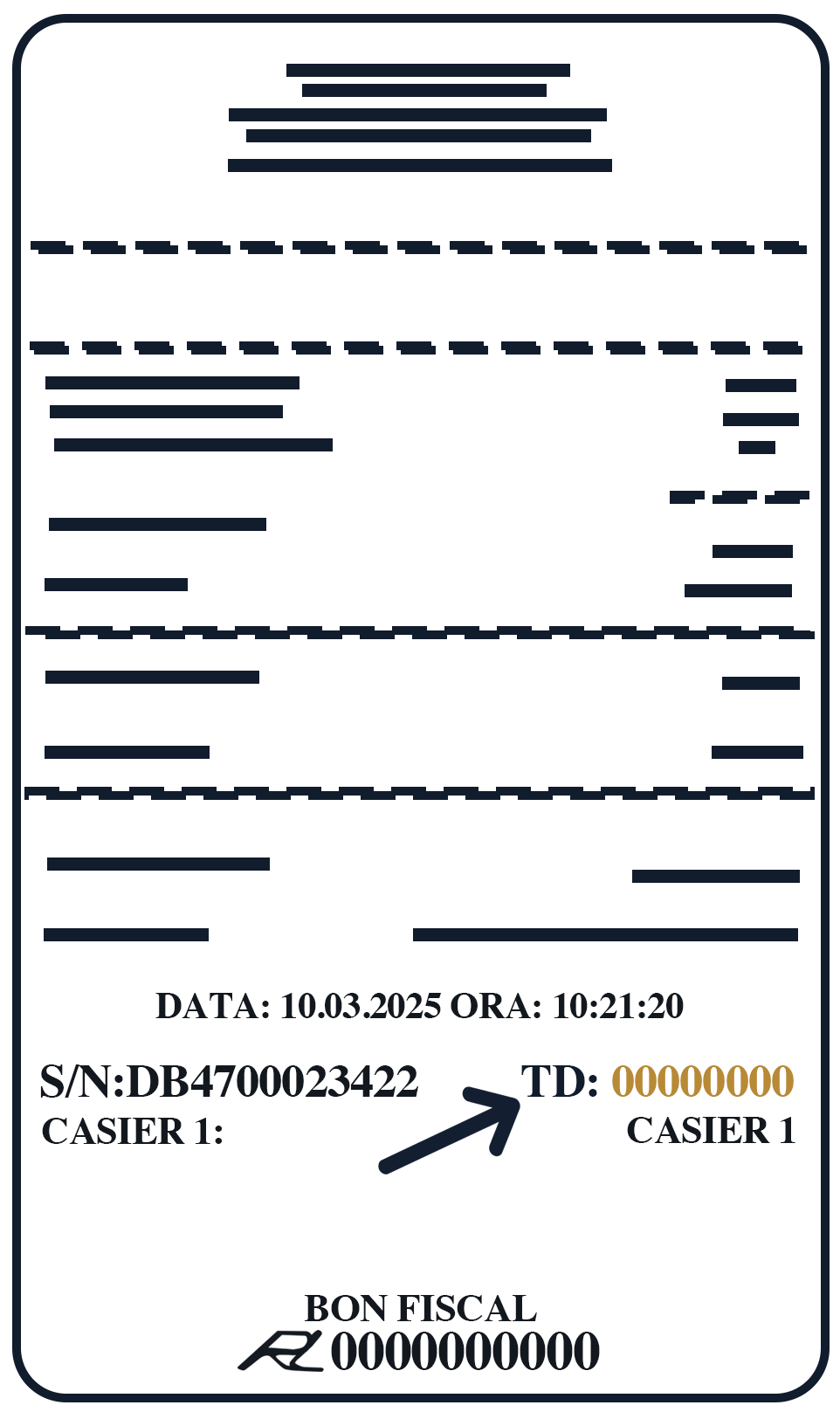 Bon fiscal - vedere verticală